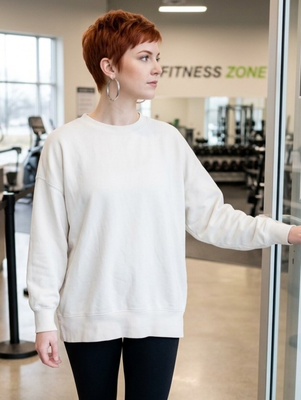 aerie🤍I'M A PLAIN White Crewneck Sweatshirt in GOOD COND Sz S Oversized